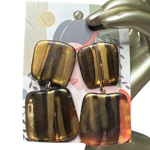 Gold Lucite Post Back Earrings